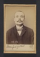 Beaufort. Gilbert. 32 ans, né à Paris Xle. Ébéniste. Anarchiste. 5/3/94., Alphonse Bertillon (French, 1853–1914), Albumen silver print from glass negative