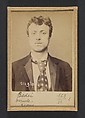 Bedei. Hercule. 21 ans, né à Sorli (Italie). Tailleur d'habits. Anarchiste. 1/3/94., Alphonse Bertillon (French, 1853–1914), Albumen silver print from glass negative
