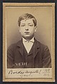 Bordes. Auguste. 15 ans, né à Paris XVIIIe. Garçon Marchand de vins. Anarchiste. 9/3/94., Alphonse Bertillon (French, 1853–1914), Albumen silver print from glass negative