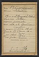 Bissonier. Sébastien. 19 ans, né à St Bonnet (Allier). Journalier. Outrage à la Gendarmerie. 5/3/94., Alphonse Bertillon (French, 1853–1914), Albumen silver print from glass negative