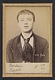 Borderie. Raoul. 18 ans, né à Castelsarazin (Tarn & Garonne). Peintre en bâtiment. Anarchiste. 1/3/94., Alphonse Bertillon (French, 1853–1914), Albumen silver print from glass negative