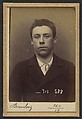 Bouchez. Louis. 19 ans, né le 29/8/75 à Paris XXe. Sculpteur. Anarchiste. 6/1/94., Alphonse Bertillon (French, 1853–1914), Albumen silver print from glass negative