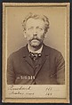 Bourlard. Joseph, Anselme. 45 ou 46 ans, né à Biemme (Belgique). Piqueur de grès. Anarchiste. 7/3/94., Alphonse Bertillon (French, 1853–1914), Albumen silver print from glass negative