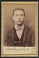 Boulnois. Paul, Cyprien. 20 ans, né à Paris Ille. Employé de commerce. Anarchiste. 6/3/94., Alphonse Bertillon (French, 1853–1914), Albumen silver print from glass negative