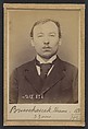 Bruchaesen. Etienne. 31 ans, né à Mag Levard (Hongrie). Tailleur d'habits. Anarchiste. 11/3/94., Alphonse Bertillon (French, 1853–1914), Albumen silver print from glass negative