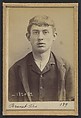 Brunet. Felix. 21 ans, né le 21/2/73 à Paris XVe. Peintre en voiture. Anarchiste. 7/7/94., Alphonse Bertillon (French, 1853–1914), Albumen silver print from glass negative