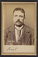 Briet. Albert, Louis. 44 ans, né à Lyon (Rhône). Boulanger. Anarchiste. 4/3/94., Alphonse Bertillon (French, 1853–1914), Albumen silver print from glass negative