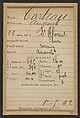 Carteau. Auguste. 23 ans, né à St-Florent (Cher). Verrier. Anarchiste. 1/5/92., Alphonse Bertillon (French, 1853–1914), Albumen silver print from glass negative
