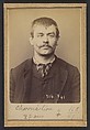 Charrié. Léon, Joseph. 27 ans, né à Paris XVllle. Garçon Plombier. Anarchiste. 1/3/94., Alphonse Bertillon (French, 1853–1914), Albumen silver print from glass negative