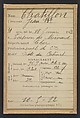 Chatillon. Jean-Baptiste. 31 ans, né à Toiseron des Minard (Cher). Employé de commerce. Note du cabinet. 10/5/82, Alphonse Bertillon (French, 1853–1914), Albumen silver print from glass negative