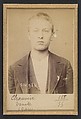 Chauvin. Émile. 18 ans, né à Paris IVe. Employé. Anarchiste. 1/3/94., Alphonse Bertillon (French, 1853–1914), Albumen silver print from glass negative