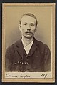 Cornu. Eugène. 25 ans, né à Paris XXe le 27/3/94. Cordonnier. Anarchiste. 2/7/94., Alphonse Bertillon (French, 1853–1914), Albumen silver print from glass negative