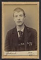 Godard. Armand, Alexandre. 18 ans, né le 11/3/75 à Paris XVIIe. Électricien. Cris séditieux. 6/1/94., Alphonse Bertillon (French, 1853–1914), Albumen silver print from glass negative