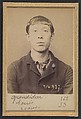Grandidier. Louis, Auguste. 20 ans, né à St-Denis (Seine). Journalier. Anarchiste. 1/3/94., Alphonse Bertillon (French, 1853–1914), Albumen silver print from glass negative