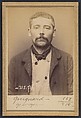 Guignard. Georges, Auguste. 36 ans, né le 1/1/58 à Neuilly (Seine). Plombier. Anarchiste. 15/3/94., Alphonse Bertillon (French, 1853–1914), Albumen silver print from glass negative