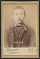 Herouard. Henri. 17 ans, né à Paris XVIIe. Serrurier. Anarchiste. 6/3/94., Alphonse Bertillon (French, 1853–1914), Albumen silver print from glass negative