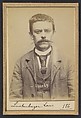 Lustenberger. Louis, Joseph. 38 ans, le 16/3/56 à Paris XXe. Ciseleur. Anarchiste. 17/7/94., Alphonse Bertillon (French, 1853–1914), Albumen silver print from glass negative