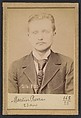 Martin. Pierre. 22 ans, né à St-Léger (Saône-et-Loire). Employé de commerce. Anarchiste. 27/2/94., Alphonse Bertillon (French, 1853–1914), Albumen silver print from glass negative
