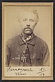 Pierre. Joseph, Adrien. 42 ans, né à Rouen (Seine-Inférieure). Canneleur de chaises. Anarchiste. 12/3/94., Alphonse Bertillon (French, 1853–1914), Albumen silver print from glass negative