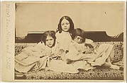 Edith, Ina and Alice Liddell on a Sofa, Lewis Carroll  British, Albumen silver print from glass negative