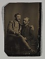 [Two Men Smoking, One Seated in the Other's Lap], Unknown, Tintype