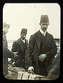 [Two Men Disembarking Ferry Boat, Ellis Island, New York], Lewis Hine  American, Lantern slide
