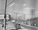 [Roadside Gas Station with Parked Cars and Row of Miners' Houses Across Street, Lewisburg, Alabama], Walker Evans (American, St. Louis, Missouri 1903–1975 New Haven, Connecticut), Film negative