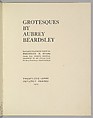 Grotesques by Aubrey Beardsley. Facsimile Platinum Prints by Frederick H. Evans from the Twelve Original Drawings in His Collection with a Portrait Frontispiece, Frederick H. Evans (British, London 1853–1943 London), Platinum prints