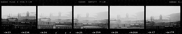 [854 Views of Container Corporation and Bethelehem Steel Industrial Architecture, Chicago Rail Yards, Architecture and Street Scenes, Galena Train Depot and Baggage Wagons, Pittsburgh and Pennsylvania Towns], Walker Evans (American, St. Louis, Missouri 1903–1975 New Haven, Connecticut), Film negative
