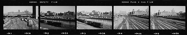 [854 Views of Container Corporation and Bethelehem Steel Industrial Architecture, Chicago Rail Yards, Architecture and Street Scenes, Galena Train Depot and Baggage Wagons, Pittsburgh and Pennsylvania Towns], Walker Evans (American, St. Louis, Missouri 1903–1975 New Haven, Connecticut), Film negative