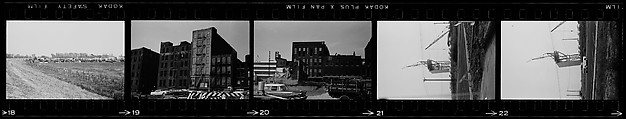 [854 Views of Container Corporation and Bethelehem Steel Industrial Architecture, Chicago Rail Yards, Architecture and Street Scenes, Galena Train Depot and Baggage Wagons, Pittsburgh and Pennsylvania Towns], Walker Evans (American, St. Louis, Missouri 1903–1975 New Haven, Connecticut), Film negative
