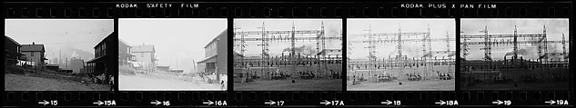 [854 Views of Container Corporation and Bethelehem Steel Industrial Architecture, Chicago Rail Yards, Architecture and Street Scenes, Galena Train Depot and Baggage Wagons, Pittsburgh and Pennsylvania Towns], Walker Evans (American, St. Louis, Missouri 1903–1975 New Haven, Connecticut), Film negative