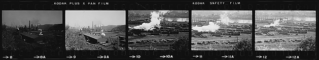 [854 Views of Container Corporation and Bethelehem Steel Industrial Architecture, Chicago Rail Yards, Architecture and Street Scenes, Galena Train Depot and Baggage Wagons, Pittsburgh and Pennsylvania Towns], Walker Evans (American, St. Louis, Missouri 1903–1975 New Haven, Connecticut), Film negative