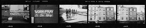 [72 Views of Signs and Shopwindows, with Studies of Men's Dress Possibly for Unpublished Fortune Portfolio "The Clothes," Vicinity Cortlandt Street, New York City], Walker Evans (American, St. Louis, Missouri 1903–1975 New Haven, Connecticut), Film negative