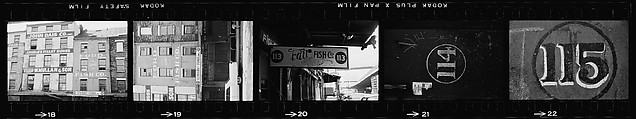 [72 Views of Signs and Shopwindows, with Studies of Men's Dress Possibly for Unpublished Fortune Portfolio "The Clothes," Vicinity Cortlandt Street, New York City], Walker Evans (American, St. Louis, Missouri 1903–1975 New Haven, Connecticut), Film negative