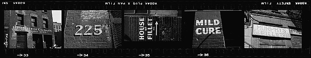[72 Views of Signs and Shopwindows, with Studies of Men's Dress Possibly for Unpublished Fortune Portfolio "The Clothes," Vicinity Cortlandt Street, New York City], Walker Evans (American, St. Louis, Missouri 1903–1975 New Haven, Connecticut), Film negative