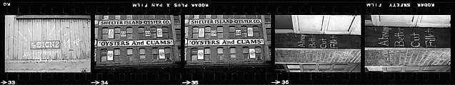 [72 Views of Signs and Shopwindows, with Studies of Men's Dress Possibly for Unpublished Fortune Portfolio "The Clothes," Vicinity Cortlandt Street, New York City], Walker Evans (American, St. Louis, Missouri 1903–1975 New Haven, Connecticut), Film negative