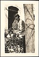 [Georgette Maury Standing in Garden with Potted Plant, Les Cyprés de St. Jean par Grasse, France], Walker Evans  American, Gelatin silver print