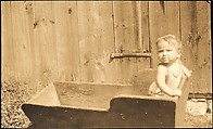 [Anita Skolle, Daughter of Hanns and Elisabeth Skolle, Standing in Wooden Trough], Walker Evans  American, Gelatin silver print