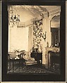 [Living Room Interior, with Chandelier, Floral Print Wall Paper, and Fireplace, Probably Joseph Verner Reed Family Residence], Walker Evans  American, Gelatin silver print