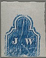 [Gravestone Rubbing: "J. W." in Blue], Walker Evans  American, Chalk on paper