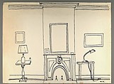[Line Drawing of Interior with Fireplace], Walker Evans  American, Ink on paper