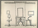 [Photocopy of Line Drawing of Interior with Fireplace], Walker Evans  American, Photomechanical print