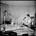 [Two Men at Table with Test Tubes and Beakers], Walker Evans  American, Film negative