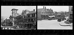 [Two 35mm Film Frames: Main Street with Parked Cars and Italianate Clocktower], Walker Evans (American, St. Louis, Missouri 1903–1975 New Haven, Connecticut), Film negative