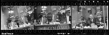 [Three 35mm Film Frames: Men Eating at Lunch Counter Window, Lexington Avenue, New York City], Walker Evans (American, St. Louis, Missouri 1903–1975 New Haven, Connecticut), Film negative