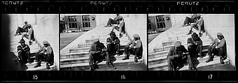 [Three 35mm Film Frames: Men Seated on Steps of Public Building, Southeastern U.S.], Walker Evans (American, St. Louis, Missouri 1903–1975 New Haven, Connecticut), Film negative