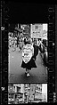 [Two 35mm Film Frames: Woman Wearing Sandwich Board Advertisement, Fourteenth Street, New York City], Walker Evans (American, St. Louis, Missouri 1903–1975 New Haven, Connecticut), Film negative