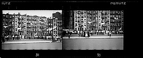[Two 35mm Film Frames: Crowd in Front of Tenement Buildings, New York City], Walker Evans (American, St. Louis, Missouri 1903–1975 New Haven, Connecticut), Film negative