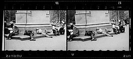 [Two 35mm Film Frames: Men Lying Around Statue Base, Union Square Park, New York City], Walker Evans (American, St. Louis, Missouri 1903–1975 New Haven, Connecticut), Film negative